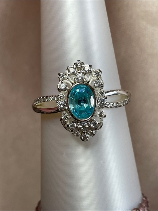 Bomb Party Jewelry - Bomb Party RETRO "The Sterling Club" Aqua CZ on 925 Sterling Silver Size 10